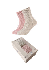 Socken mit Zopfmuster warm & cozy in Geschenkbox 2er Pack