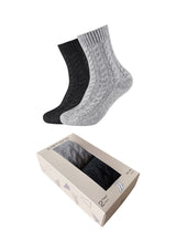 Socken mit Zopfmuster warm & cozy in Geschenkbox 2er Pack