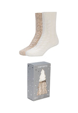 Socken mit Zopfmuster warm & cozy in Geschenkbox 2er Pack