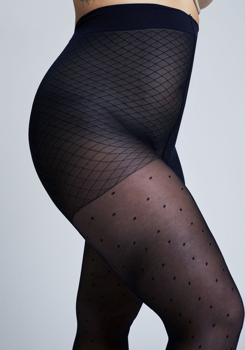 Damen Feinstrumpfhose fine curvy Dots 40 DEN 1er Pack