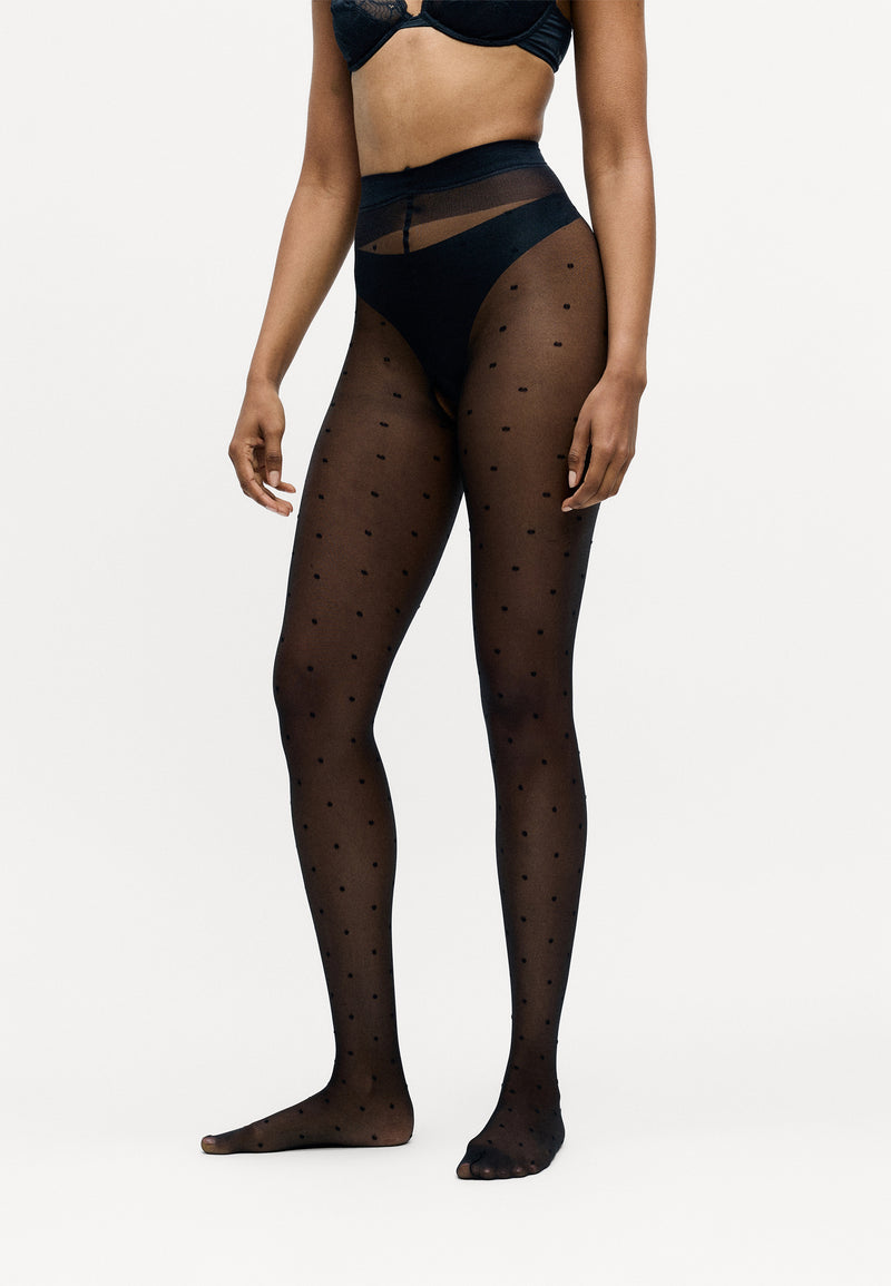 Damen Feinstrumpfhose fine seductive crotchless dots 20 DEN 1er Pack