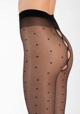 Damen Feinstrumpfhose fine seductive crotchless dots 20 DEN 1er Pack