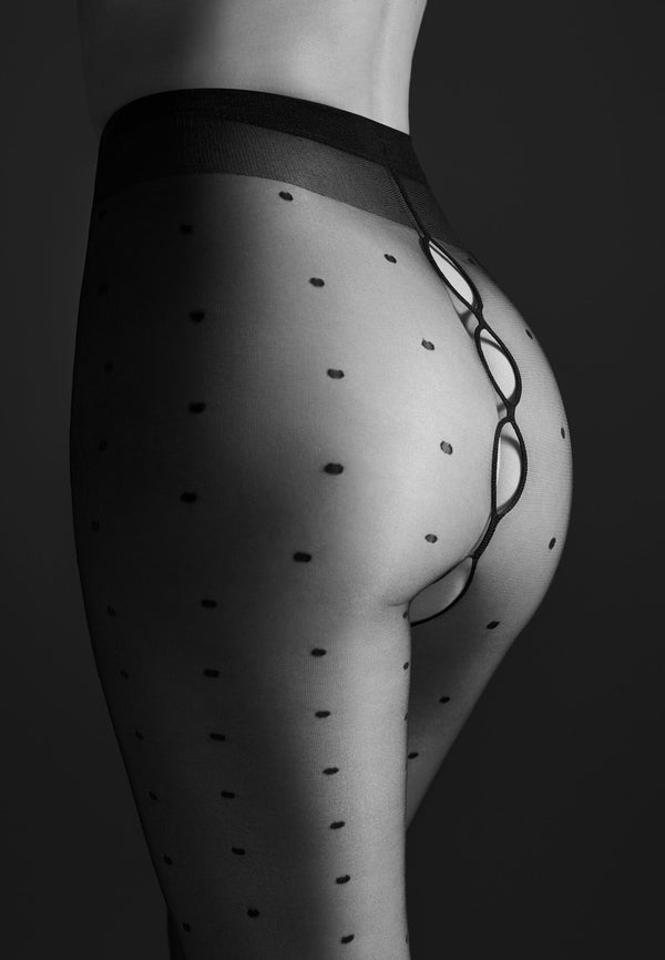 Damen Feinstrumpfhose fine seductive crotchless dots 20 DEN 1er Pack