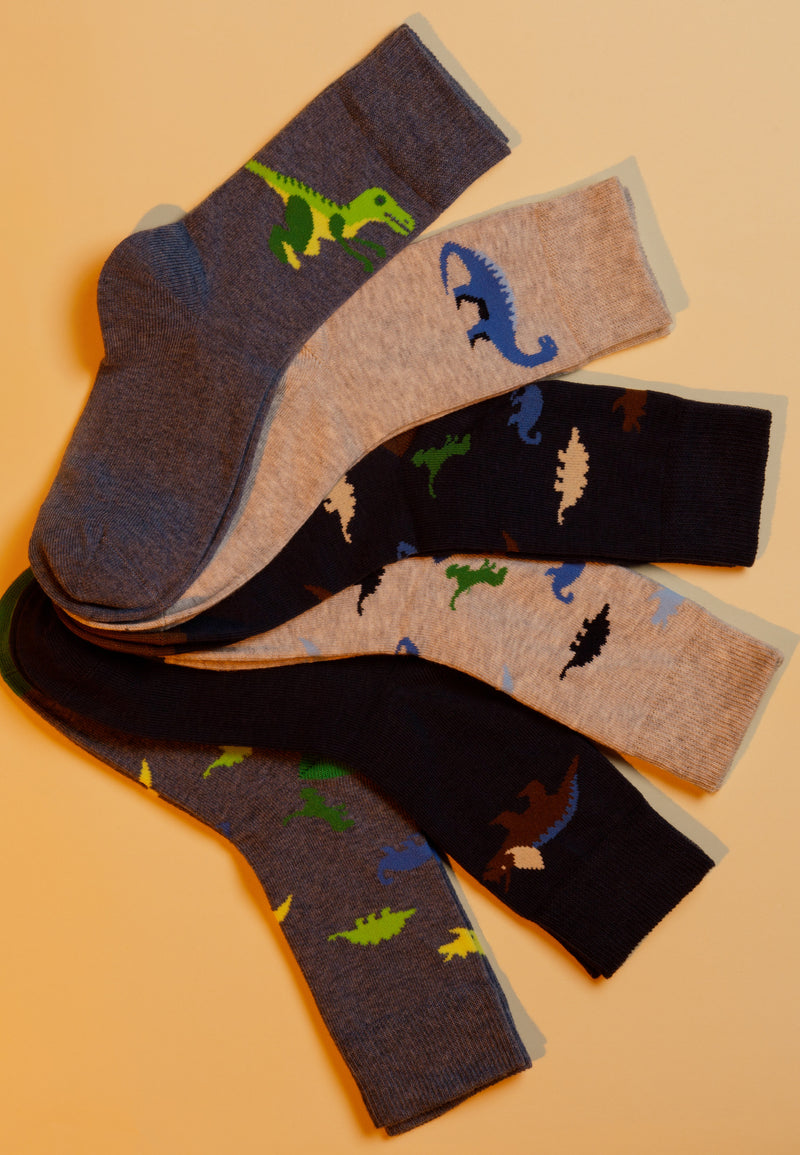 Kinder Socken ca-soft Dinosaurier mit Bio-Baumwolle 6er Pack
