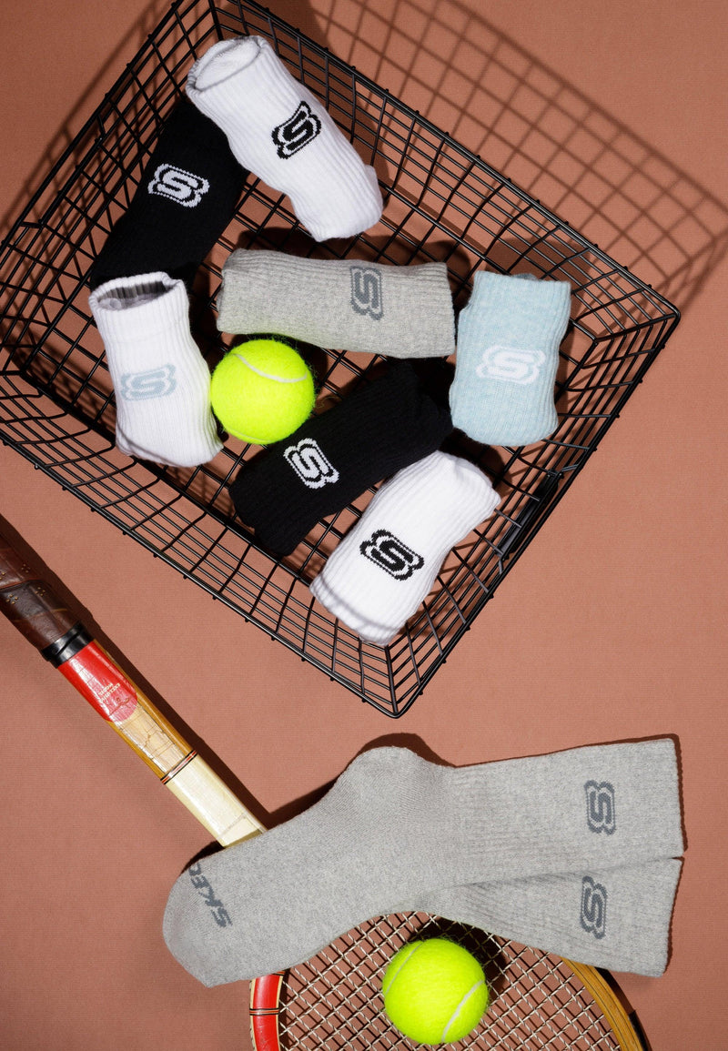 Tennis Socken Cushioned 4er Pack - Tennissocken - Skechers - ONSKINERY - bestseller, Lieferfrist: 3-5 Werktage, Lieferzeit: 3-5 Werktage, listung_old_items, material:Technische Fasern, Men, muster:Mehrfarbig, optik:gerippt, pack:4er Pack, trageanlass:Sportlich, Unisex, Women